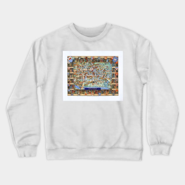 OXFORD university map ENGLAND dorm decor graduate Crewneck Sweatshirt by FrenchPrinting